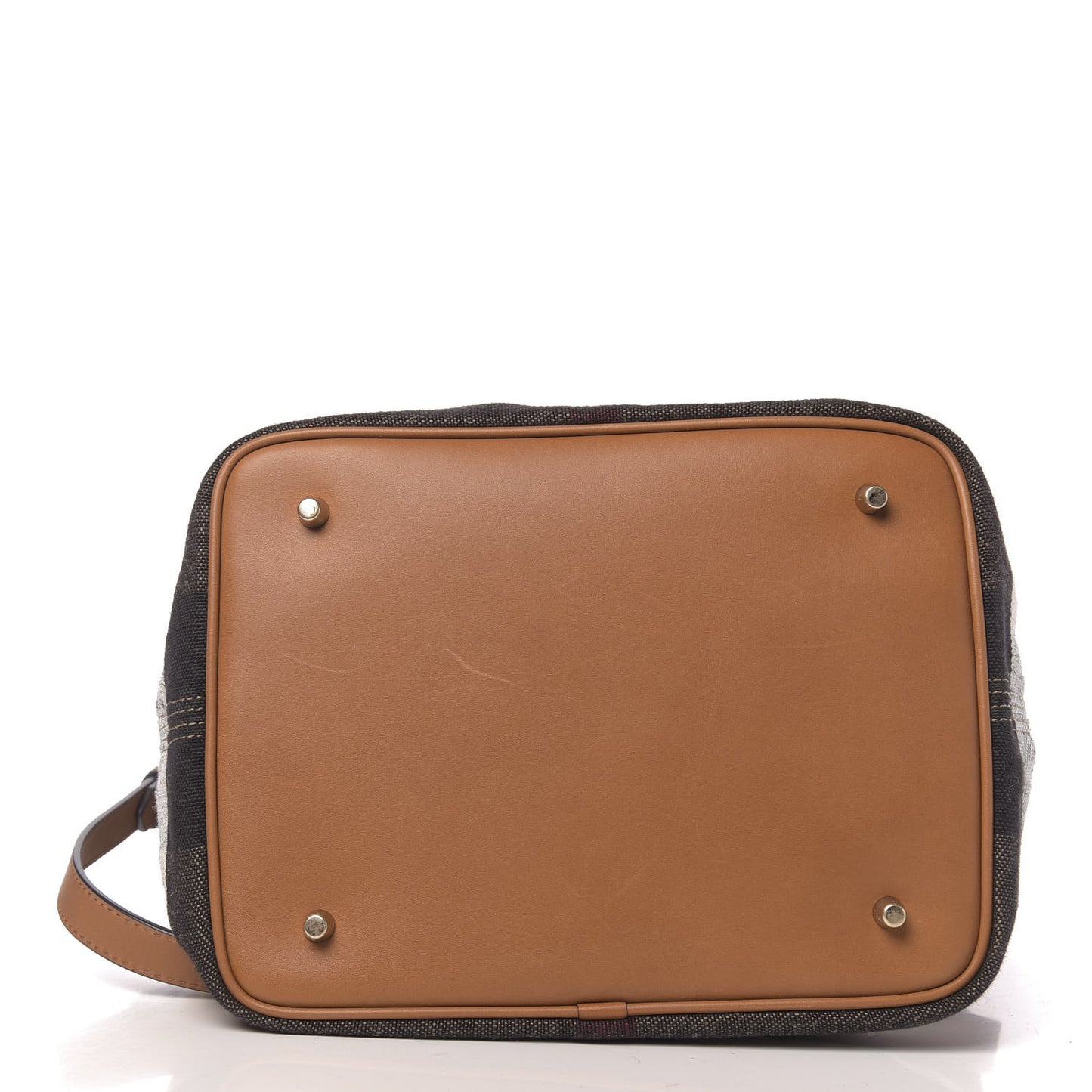 Grainy Calfskin Canvas Mega Check Medium Ashby Tassel Hobo Saddle Brown