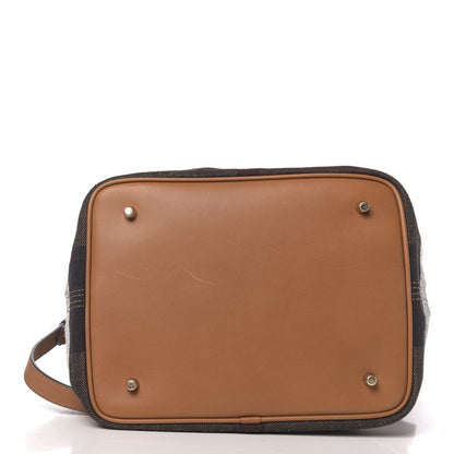 Burberry Grainy Calfskin Canvas Mega Check Medium Ashby Tassel Hobo Saddle Brown 10 of 11