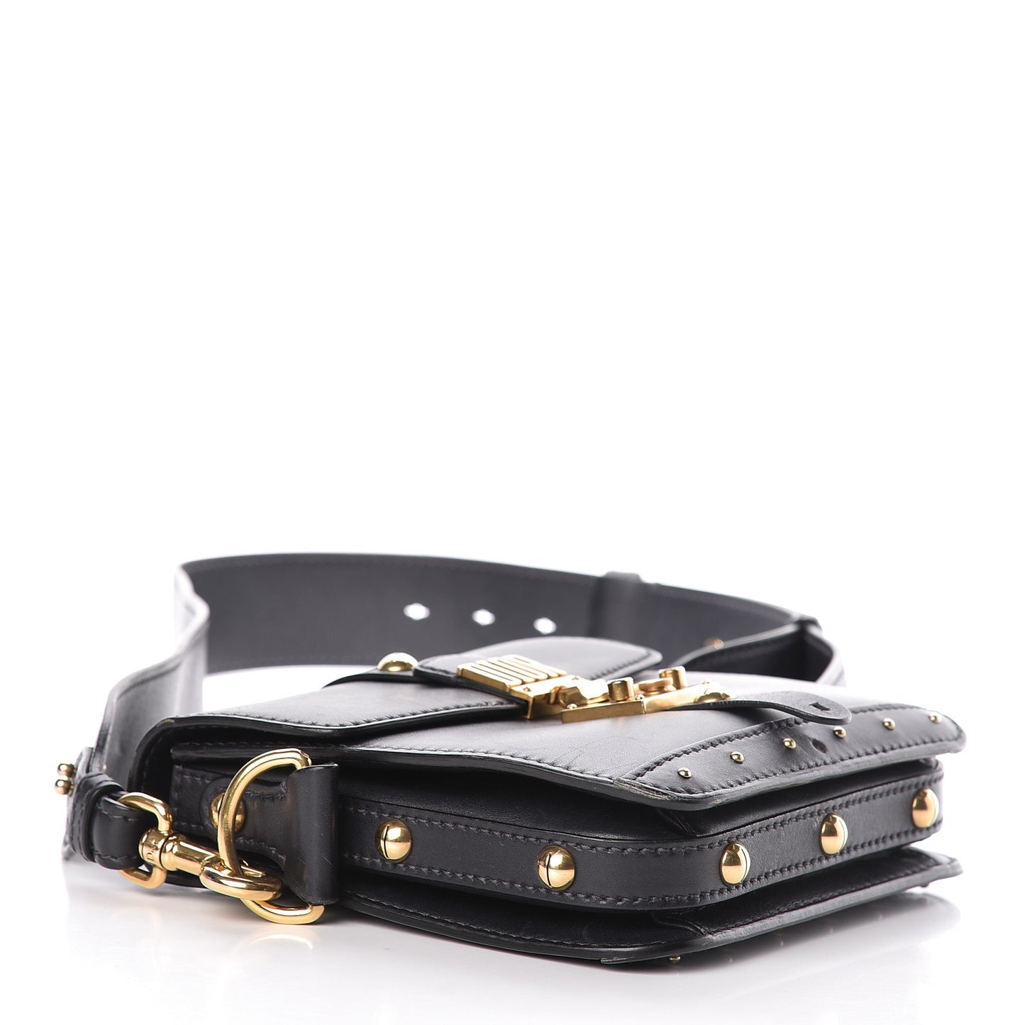 Calfskin Studded Square Dioraddict Flap Black