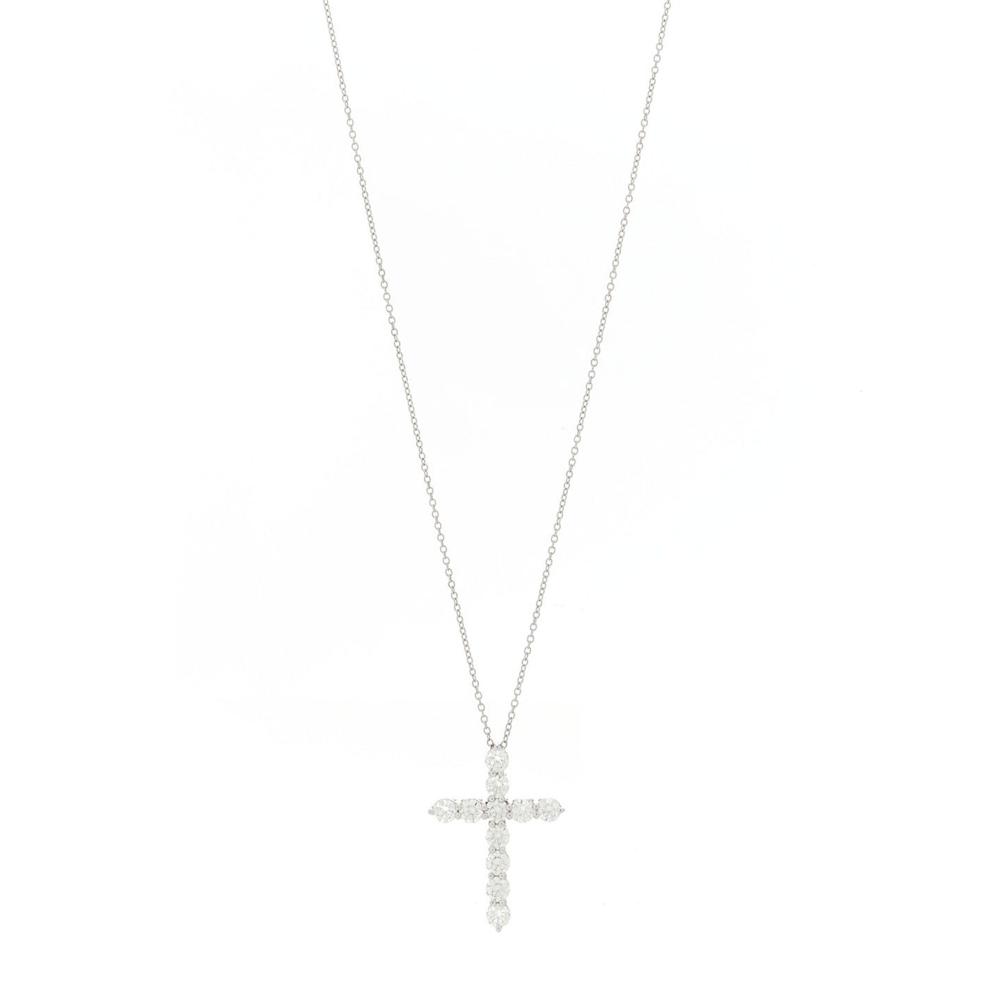 Platinum Diamond Large Cross Pendant Necklace