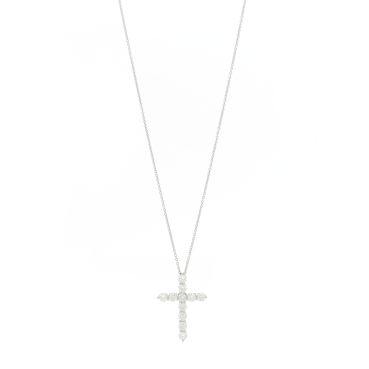 Tiffany Platinum Diamond Large Cross Pendant Necklace 1 of 7