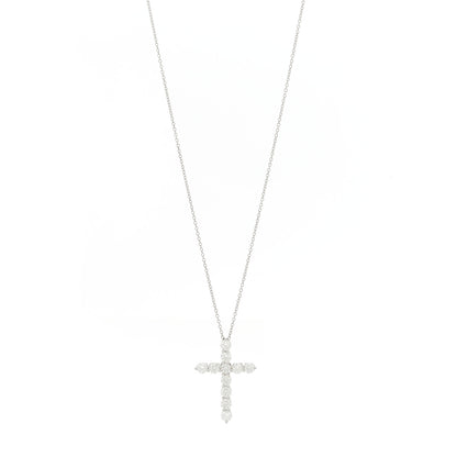Tiffany Platinum Diamond Large Cross Pendant Necklace 1 of 7