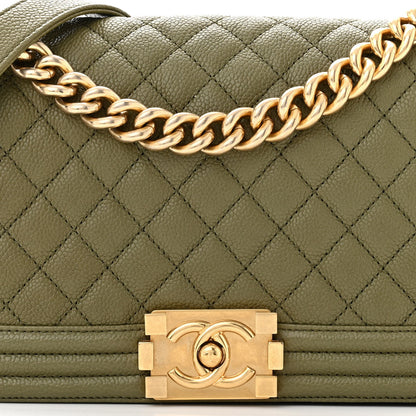 Chanel Caviar Quilted Medium Boy Flap Khaki 8 of 11