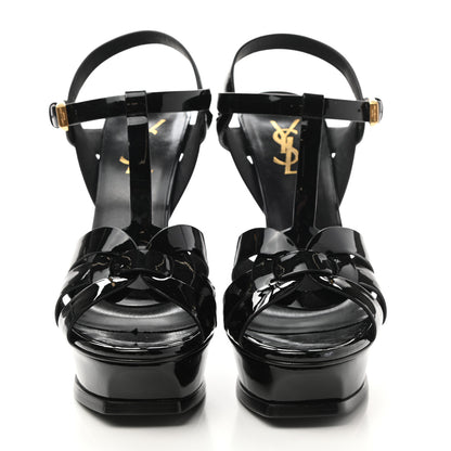 Saint Laurent Patent Tribute 105 Platform Sandals 37 Black 2 of 11