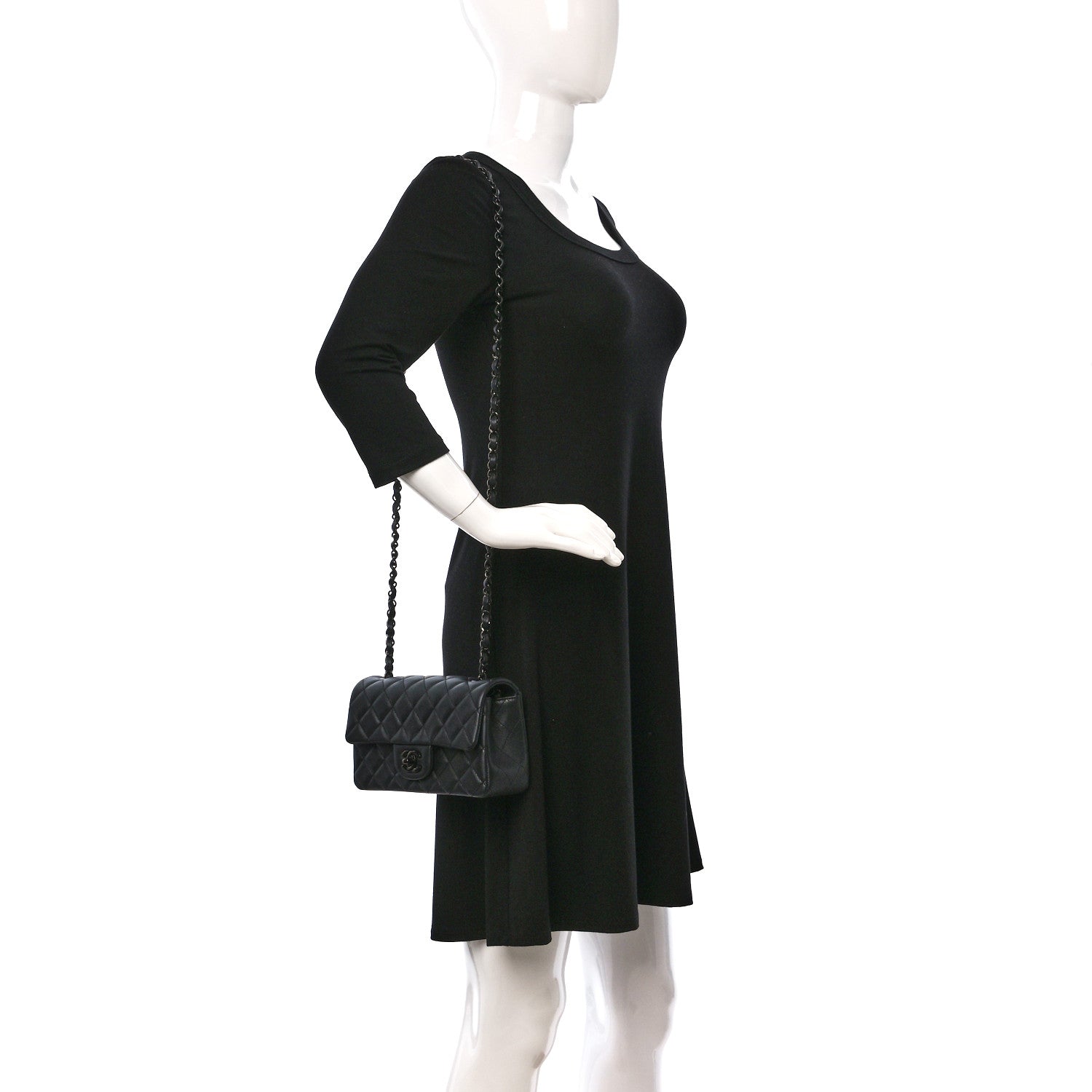 Chanel Pearly Lambskin Quilted Mini Rectangular Flap So Black 2 of 9