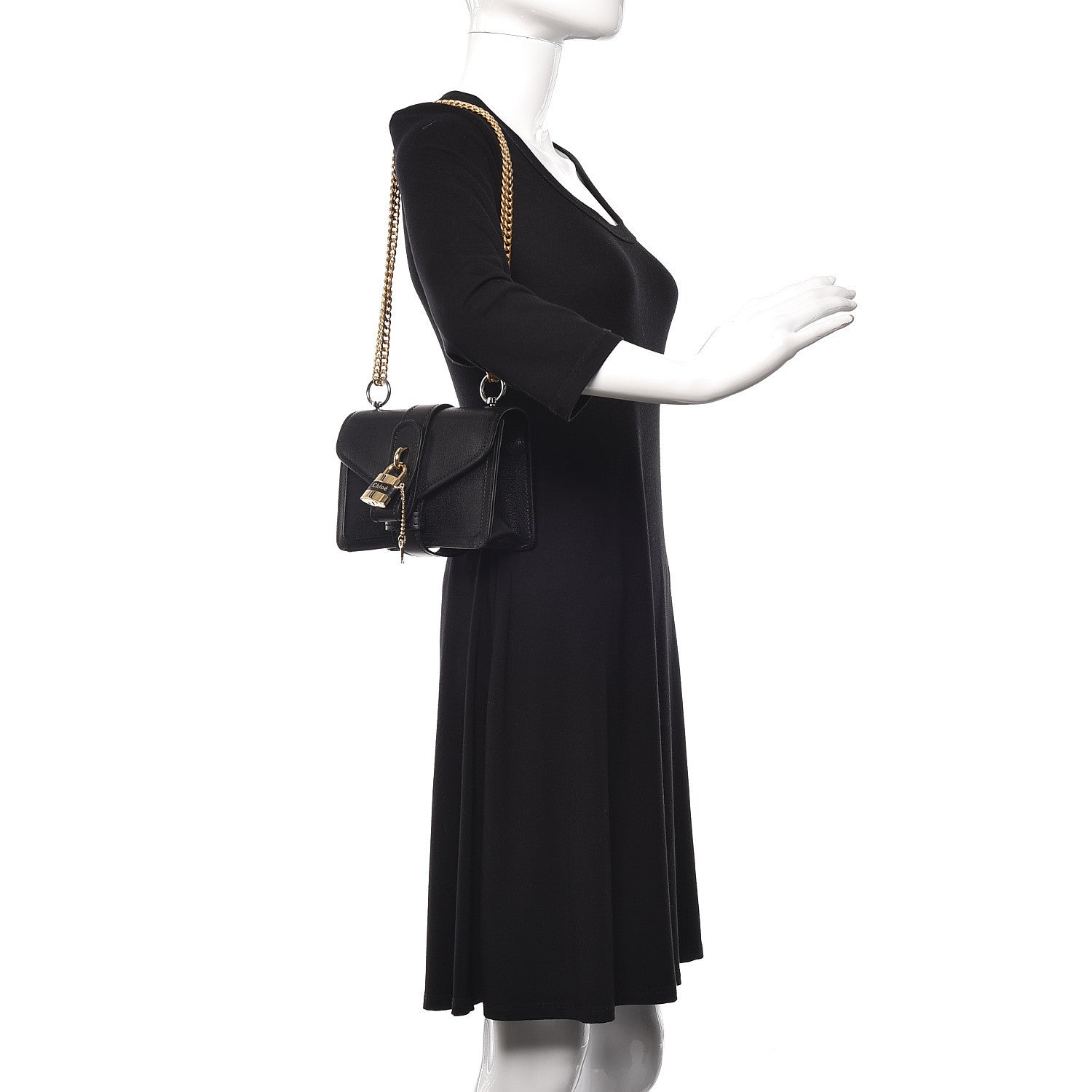 Chloe Shiny Goatskin Calfskin Aby Chain Shoulder Bag Black 2 of 9