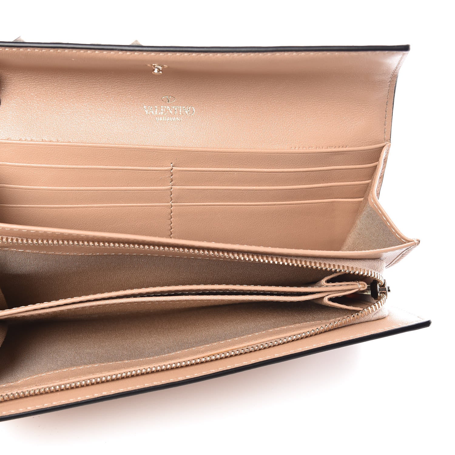 Valentino Garavani Calfskin Rockstud Wristlet Travel Wallet Camel Rose 5 of 11