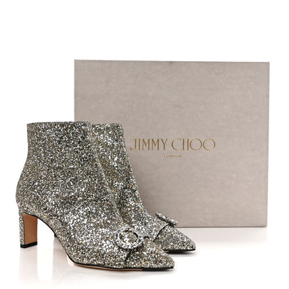 Jimmy Choo Shadow Coarse Glitter Crystal Hanover 65mm Booties 37.5 Chai 9 of 9