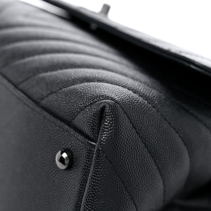 Chanel Caviar Chevron Quilted Small Coco Handle Flap So Black 9 of 13