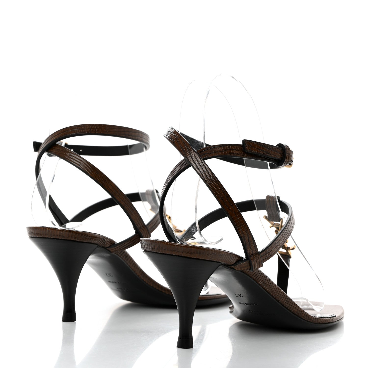 Saint Laurent Calfskin Cassandra 60 Sandals 37 Macadamia Brown 4 of 9
