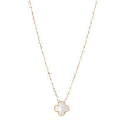 Van Cleef & Arpels 18K Yellow Gold Mother of Pearl Vintage Alhambra Pendant Necklace 1 of 7
