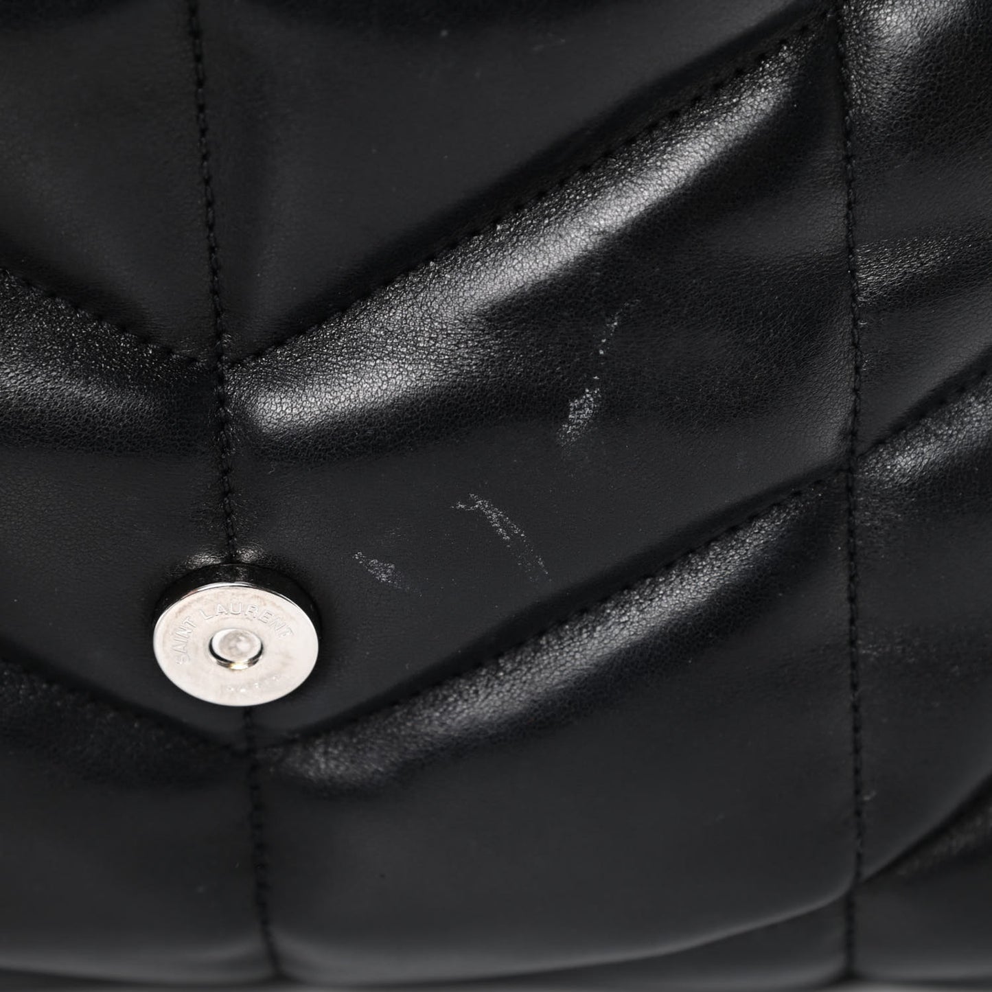 Lambskin Quilted Small Loulou Puffer Monogram Chain Satchel Black