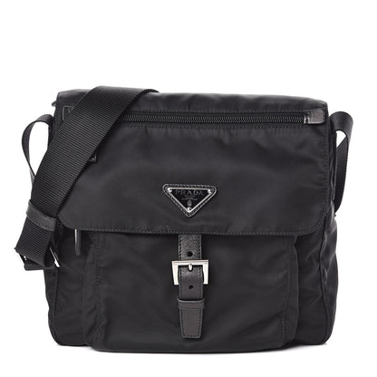 Prada Tessuto Nylon Saffiano Messenger Bag Black 1 of 10