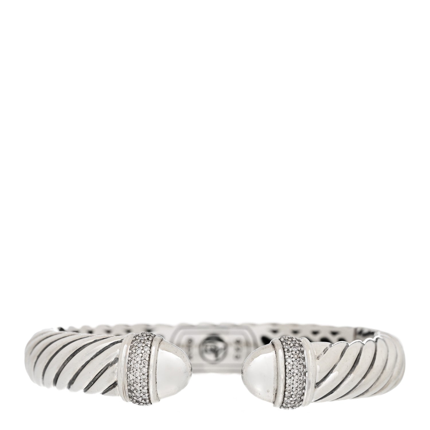 David Yurman Sterling Silver Diamond 10mm Sculpted Cable Bracelet 1 of 4