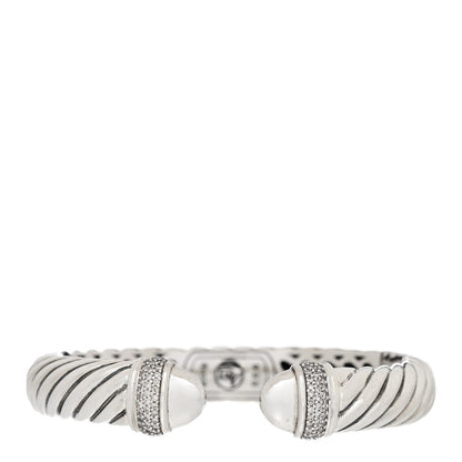 David Yurman Sterling Silver Diamond 10mm Sculpted Cable Bracelet 1 of 4