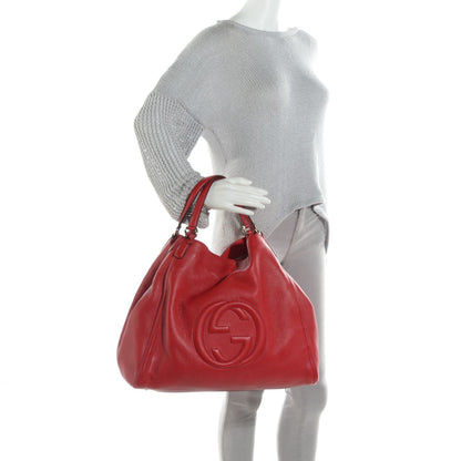 Gucci Pebbled Calfskin Large Soho Shoulder Bag Red 2 of 7