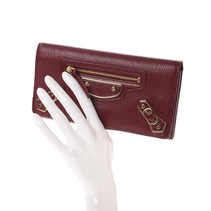 Balenciaga Chevre Gold Metallic Edge Hardware Money Wallet Bordeaux 2 of 15