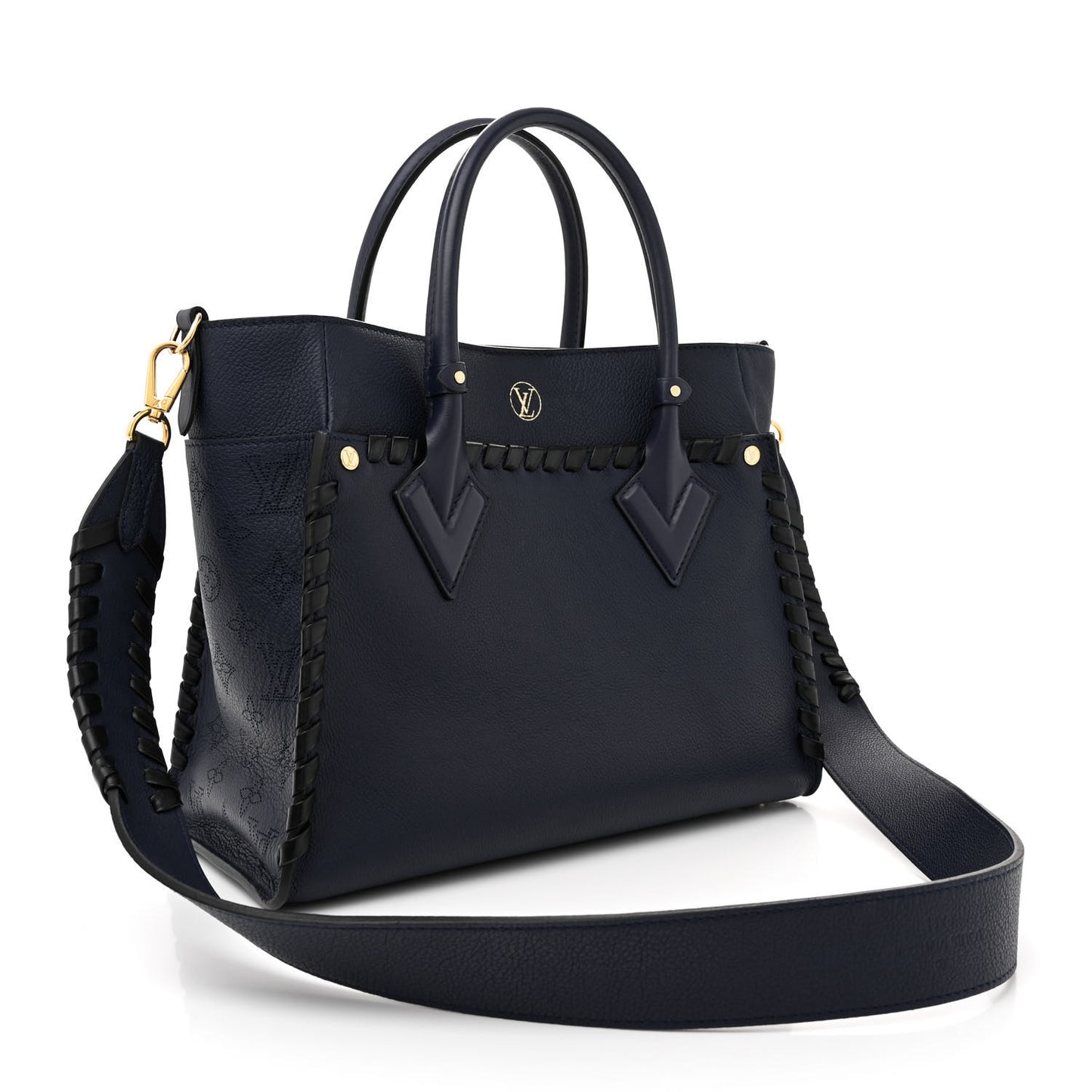 Calfskin Mahina Braided On My Side MM Navy