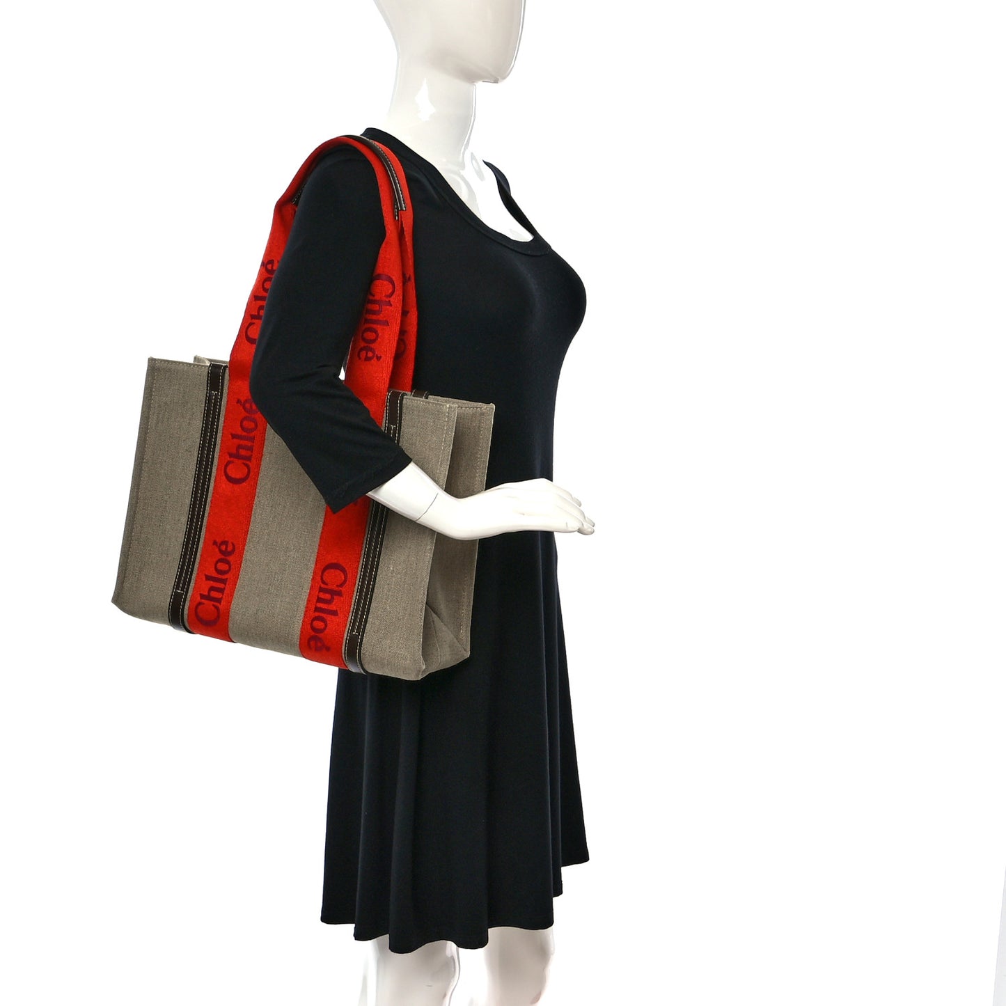 Cotton Calfskin Medium Woody Ribbon Tote Orange