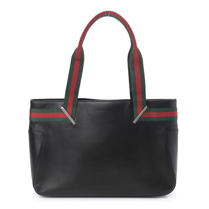 Gucci Calfskin Web Tote Black 1 of 12