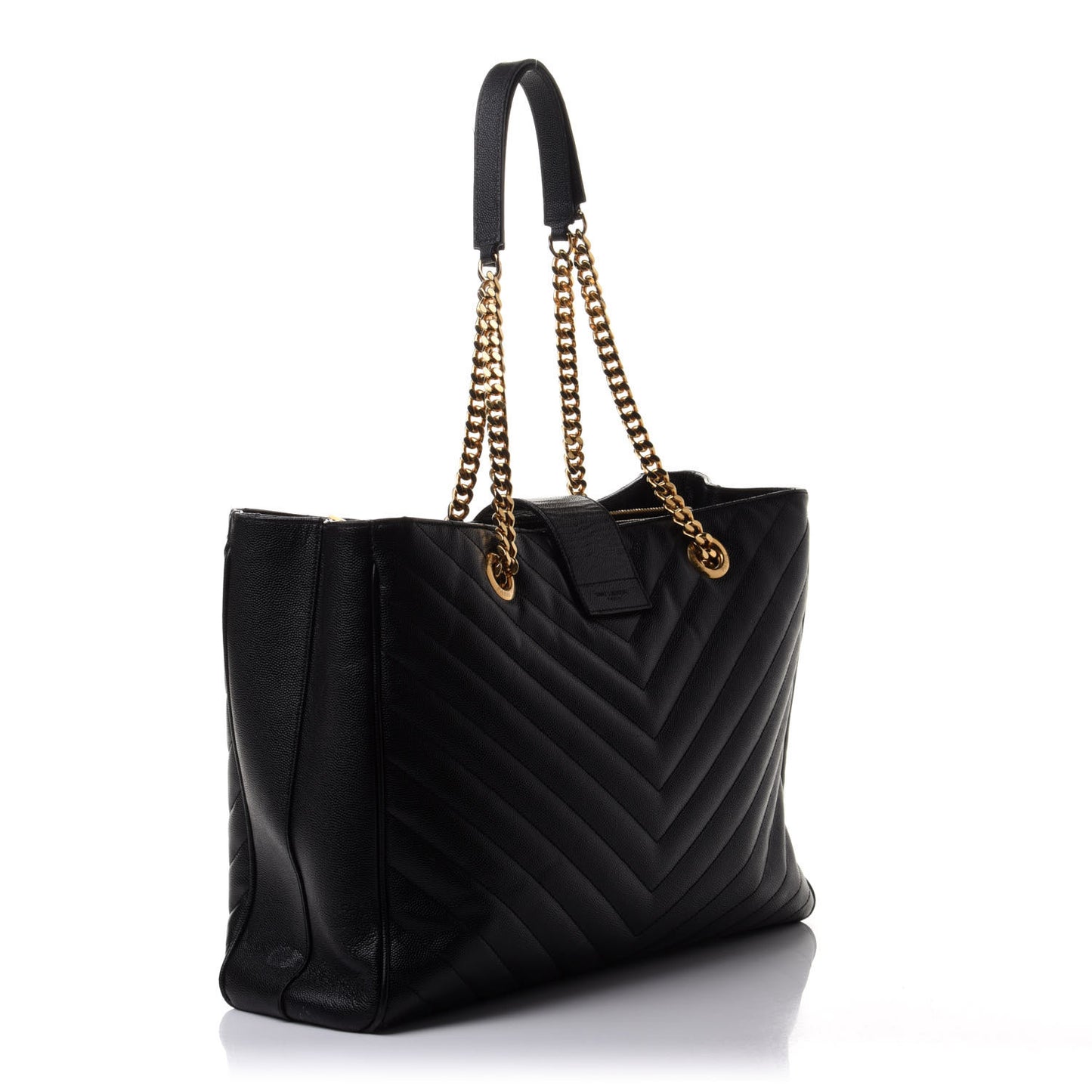 Grain De Poudre Matelasse Chevron Monogram Shopping Bag Black