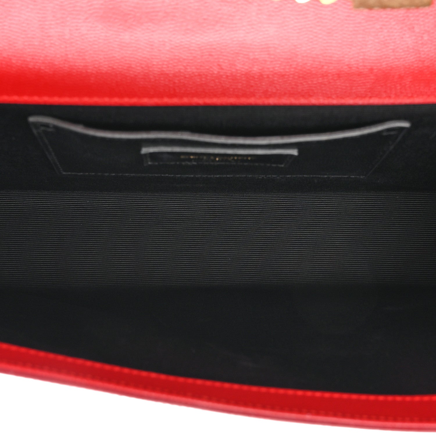Saint Laurent Grain De Poudre Medium Monogram Kate Satchel Red 5 of 18