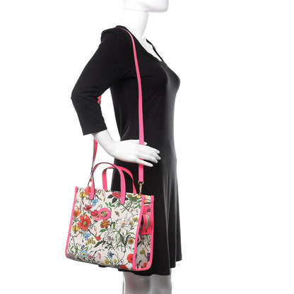 Gucci Canvas Medium Flora Tote Fuchsia 3 of 11