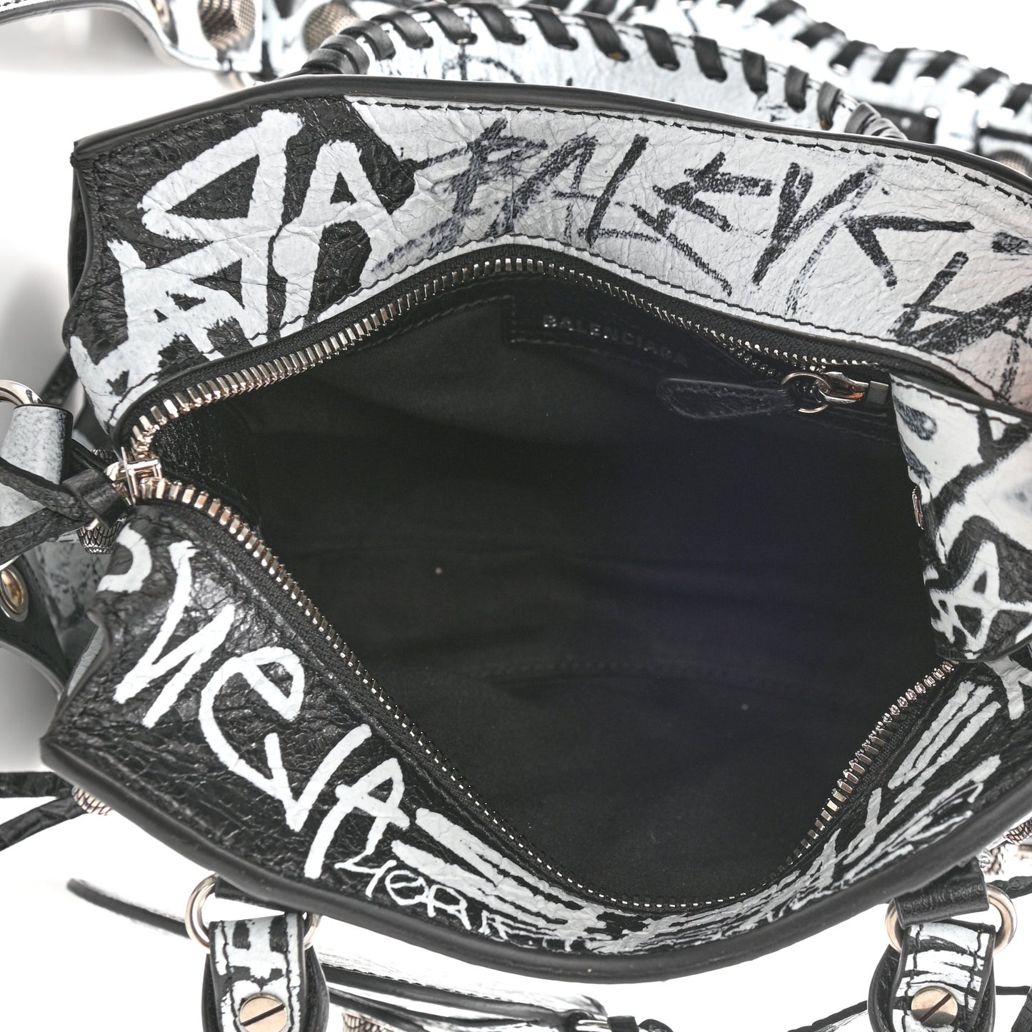 Agneau Arena Graffiti Neo Cagole Handbag XS Black White