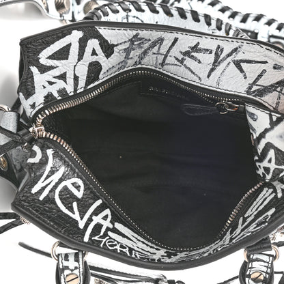 Balenciaga Agneau Arena Graffiti Neo Cagole Handbag XS Black White 5 of 8