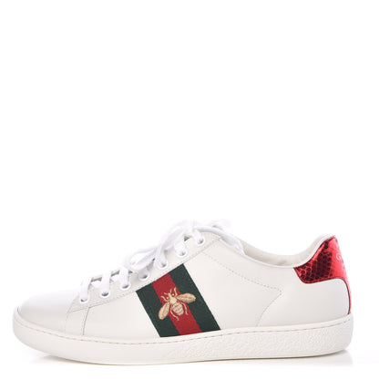 Gucci Calfskin Ayers Bee Embroidered Womens Ace Sneakers 36 White Green 1 of 9