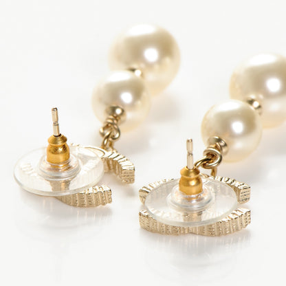 Chanel CC Pearl Drop Earrings Gold 4 of 4