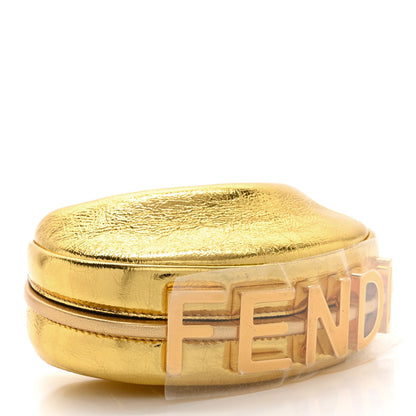 Fendi Laminated Craquele Lambskin Nano Fendigraphy Hobo Charm Gold 4 of 10