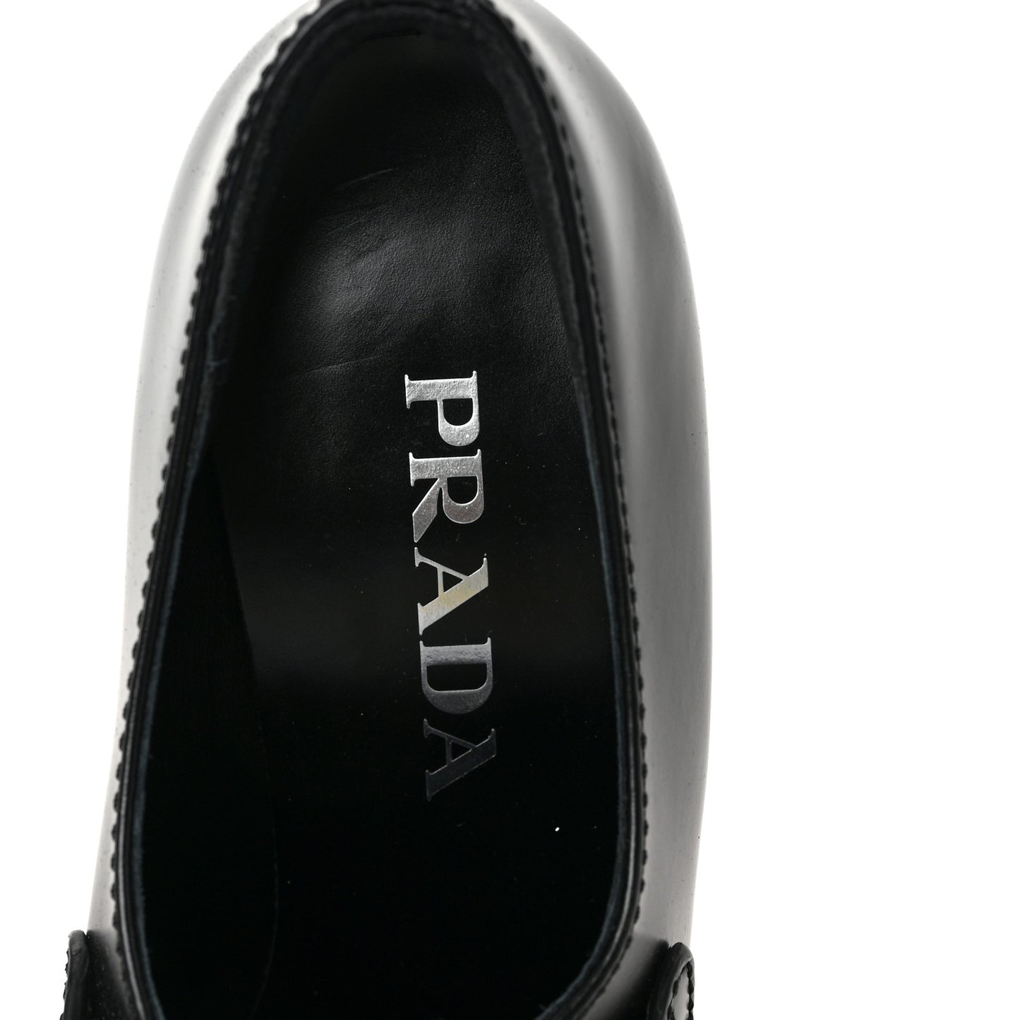 Spazzolato Metal Triangle Logo 85mm Loafers 37.5 Black