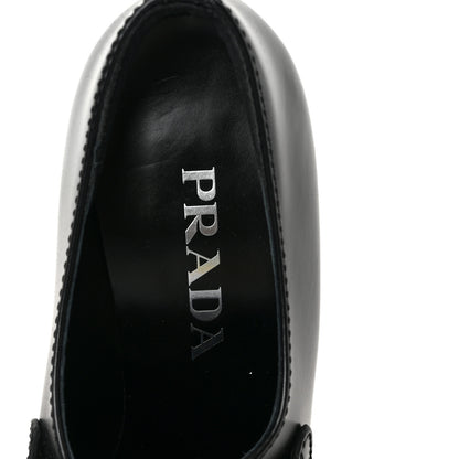 Prada Spazzolato Metal Triangle Logo 85mm Loafers 37.5 Black 7 of 8