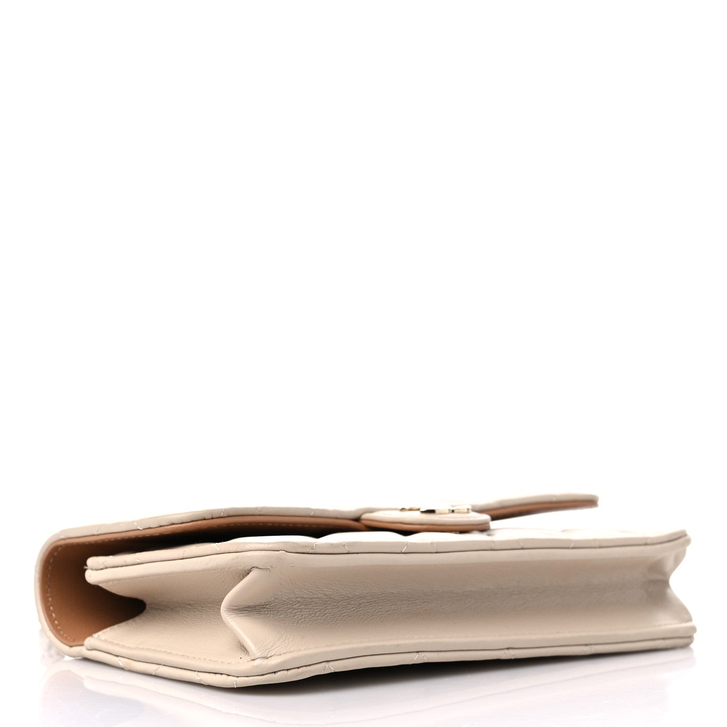 Chanel Lambskin Quilted Flap Phone Holder With Chain Beige Brown 4 of 11