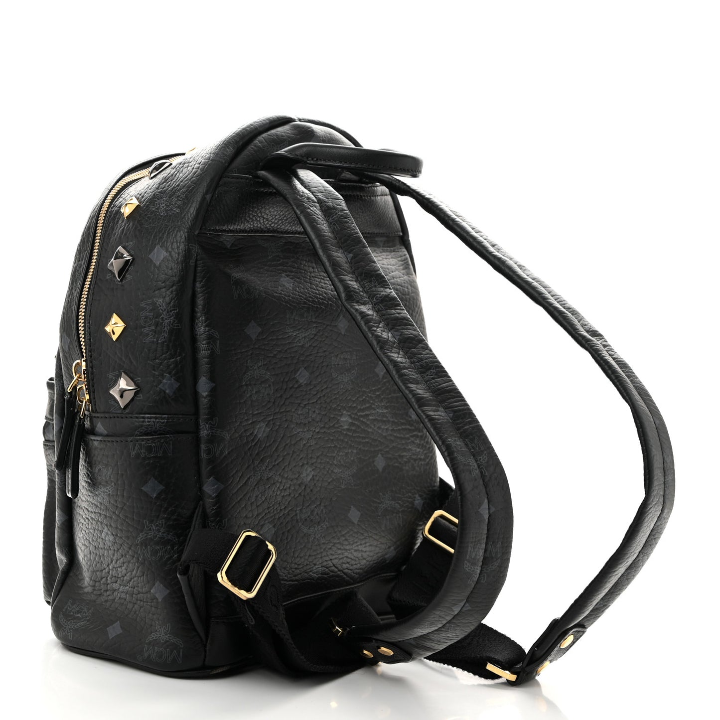 Grained Calfskin Visetos Studded Small Stark M Backpack Black