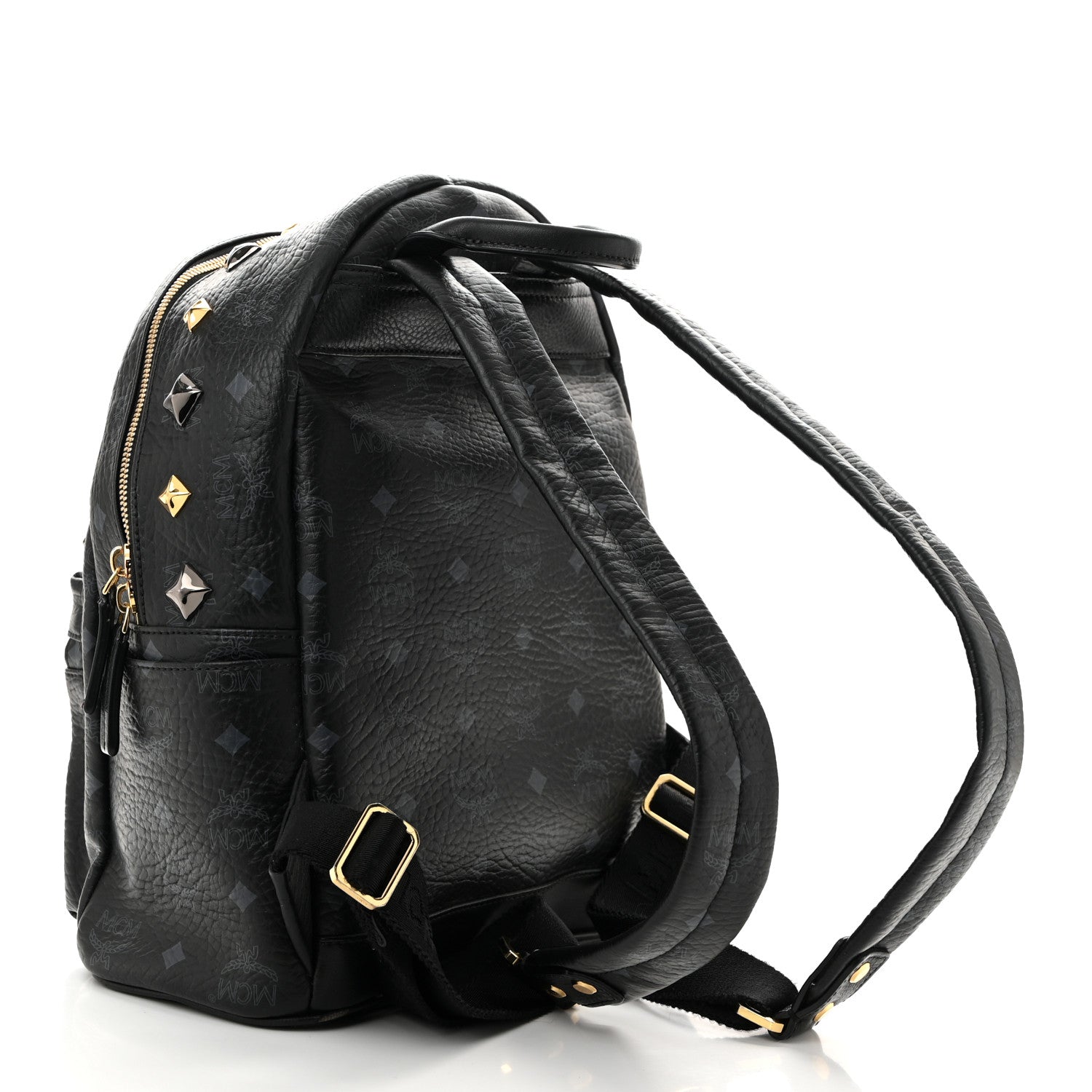 MCM Grained Calfskin Visetos Studded Small Stark M Backpack Black 3 of 10