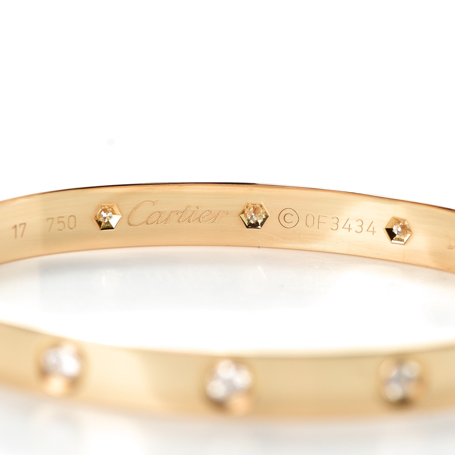 Cartier 18K Yellow Gold 10 Diamond LOVE Bracelet 17 5 of 6