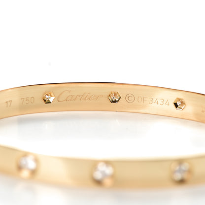 Cartier 18K Yellow Gold 10 Diamond LOVE Bracelet 17 5 of 6