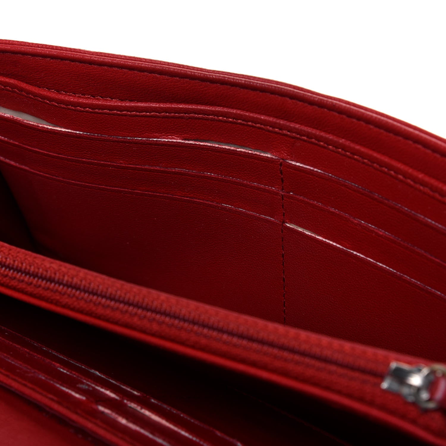 Chanel Lambskin Camellia Embossed Flap Wallet Red 10 of 21