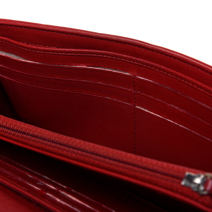 Chanel Lambskin Camellia Embossed Flap Wallet Red 10 of 21