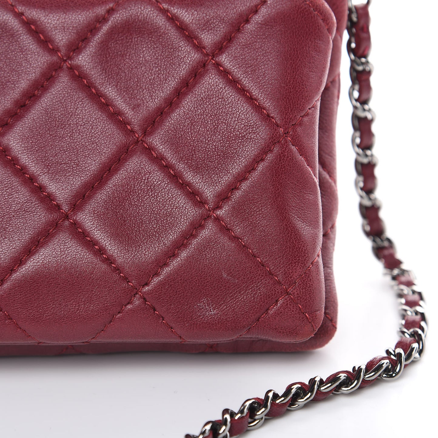 Lambskin Quilted Mini Mineral Nights Flap Crossbody Bag Dark Red