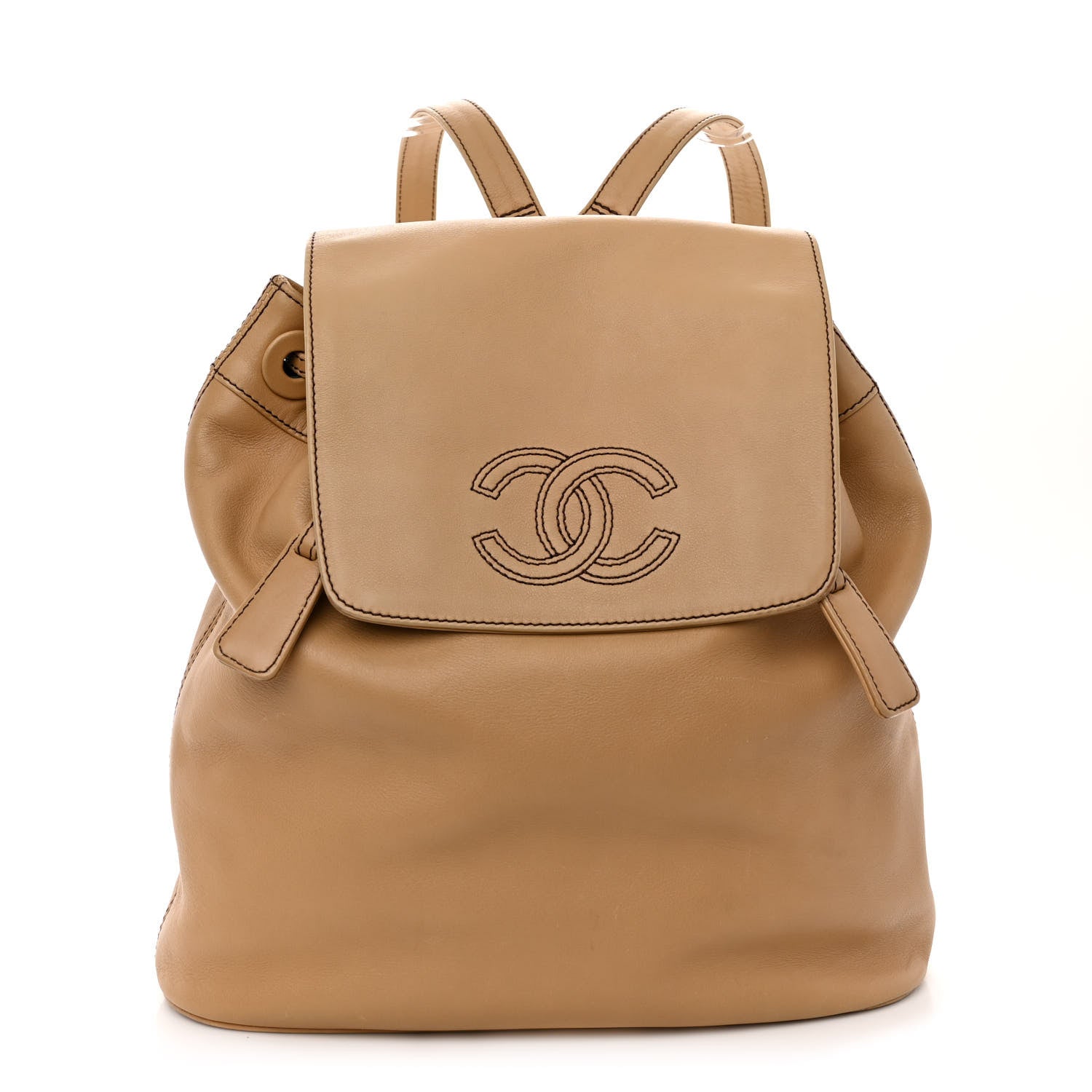 Chanel Lambskin CC Drawstring Backpack Beige 1 of 12
