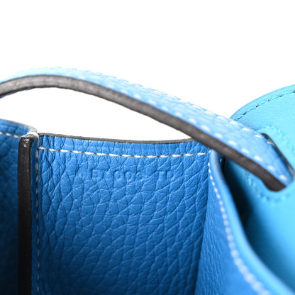 Hermes Taurillon Clemence Halzan 31 GM Bleu Zanzibar 7 of 10
