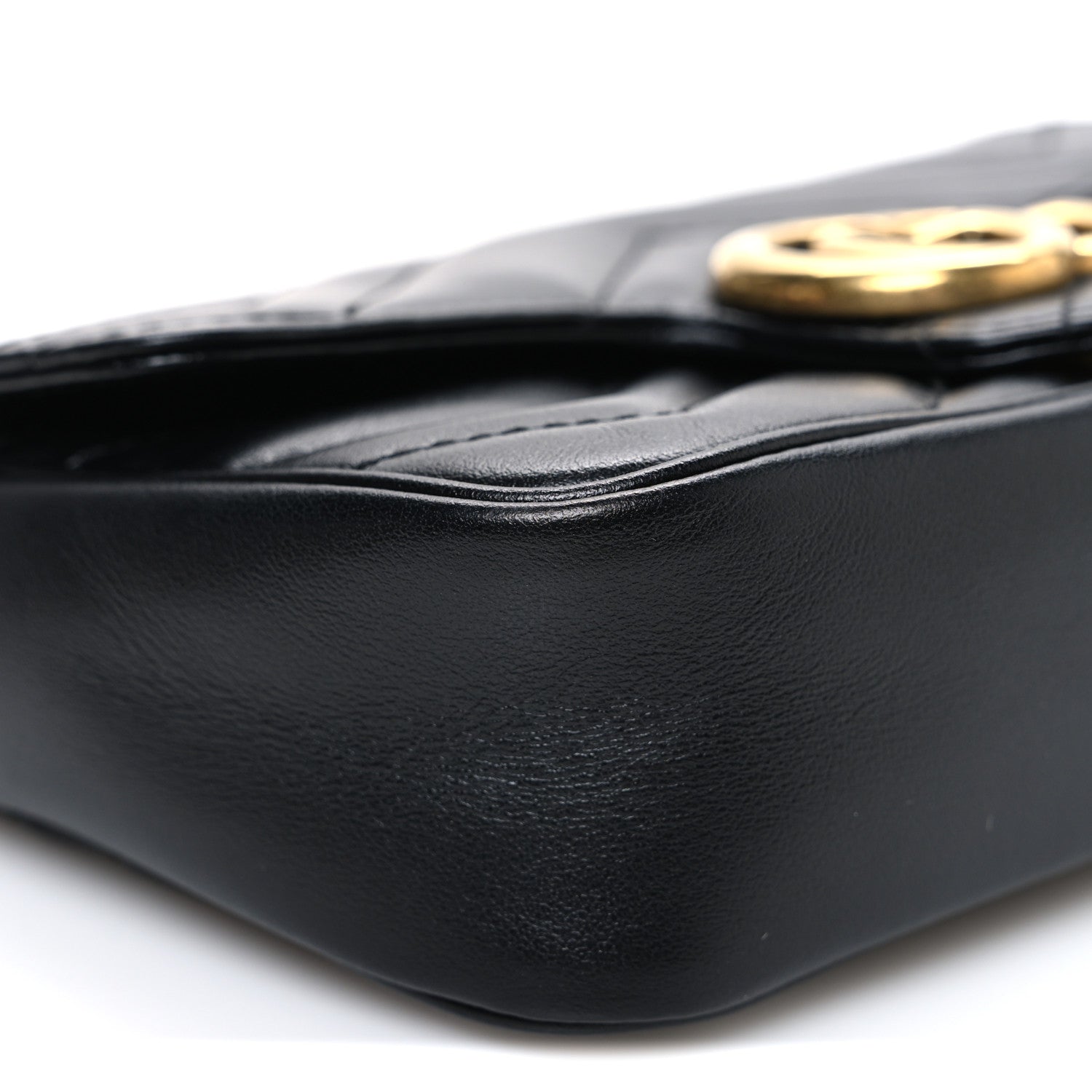 Gucci Calfskin Matelasse Super Mini GG Marmont Shoulder Bag Black 9 of 10