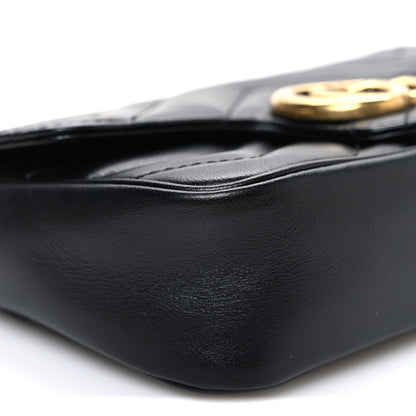 Gucci Calfskin Matelasse Super Mini GG Marmont Shoulder Bag Black 9 of 10