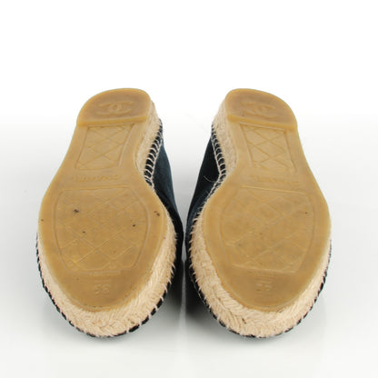 Chanel Velvet CC Espadrilles 39 Navy Black 10 of 17