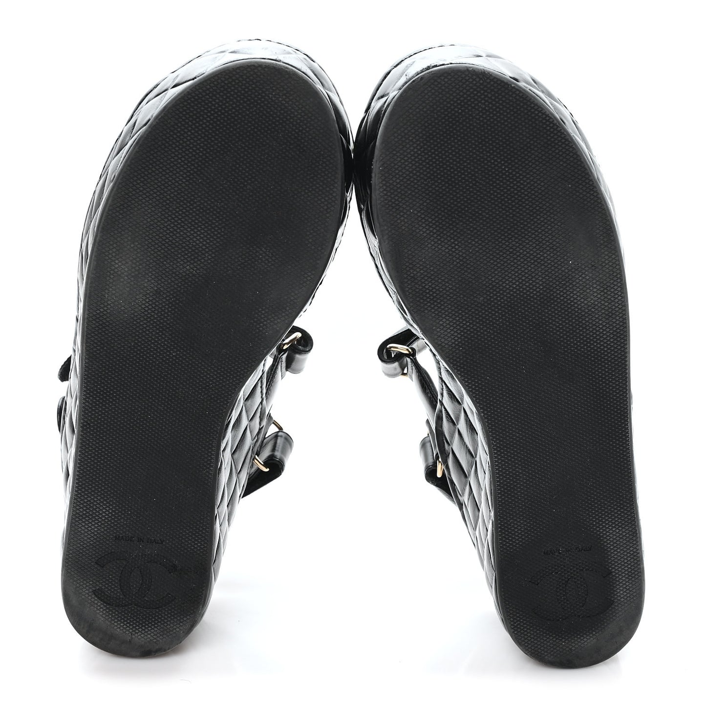 Shiny Calfskin Logo Platform Sandals 40 Black