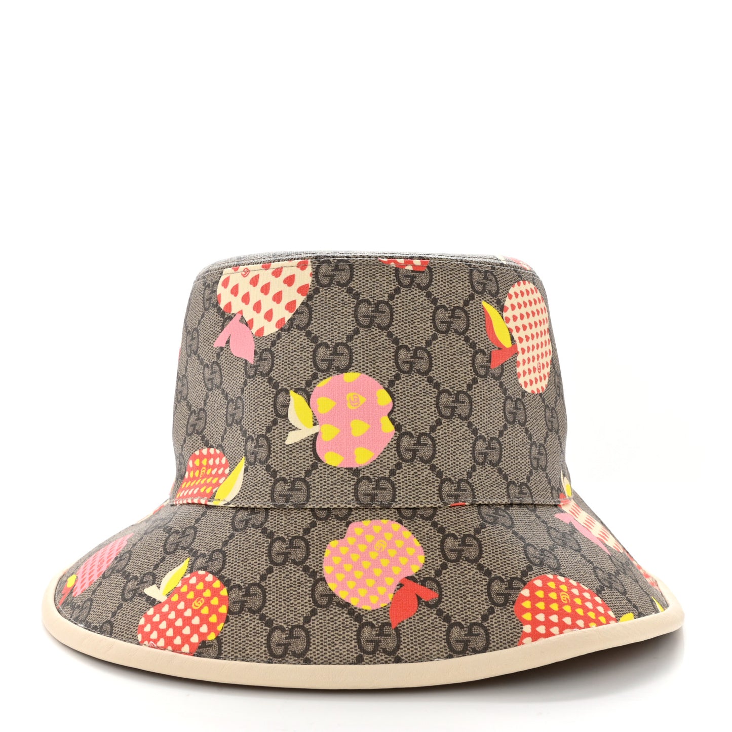 GG Supreme Monogram Les Pommes Bob Apple Bucket Hat Beige Ebony Multicolor