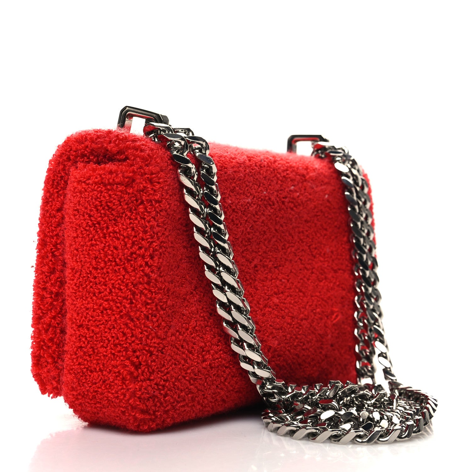 Burberry Cotton Terry Cloth Small Love Lola Bag Red White 3 of 10